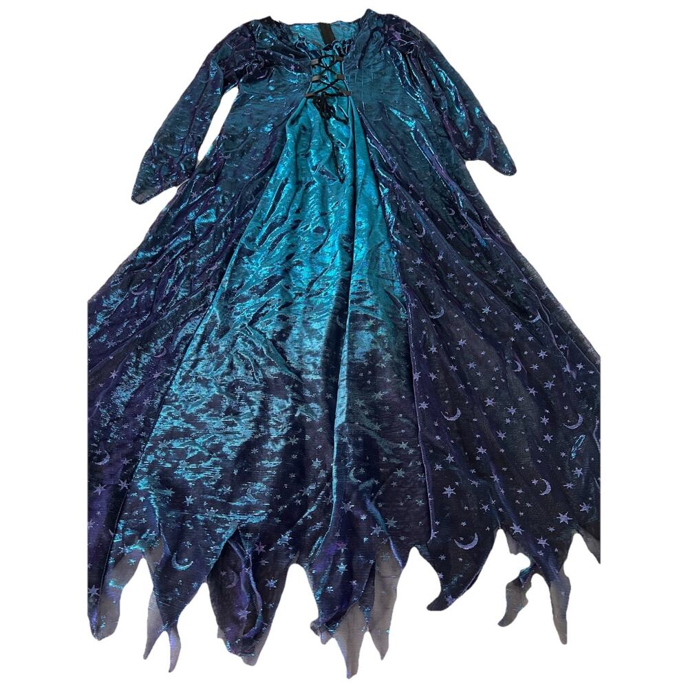 Handmade Costume Size 12/14 Iridescent Witch Sorcerer Gothic Medieval Cosplay - Picture 4 of 10